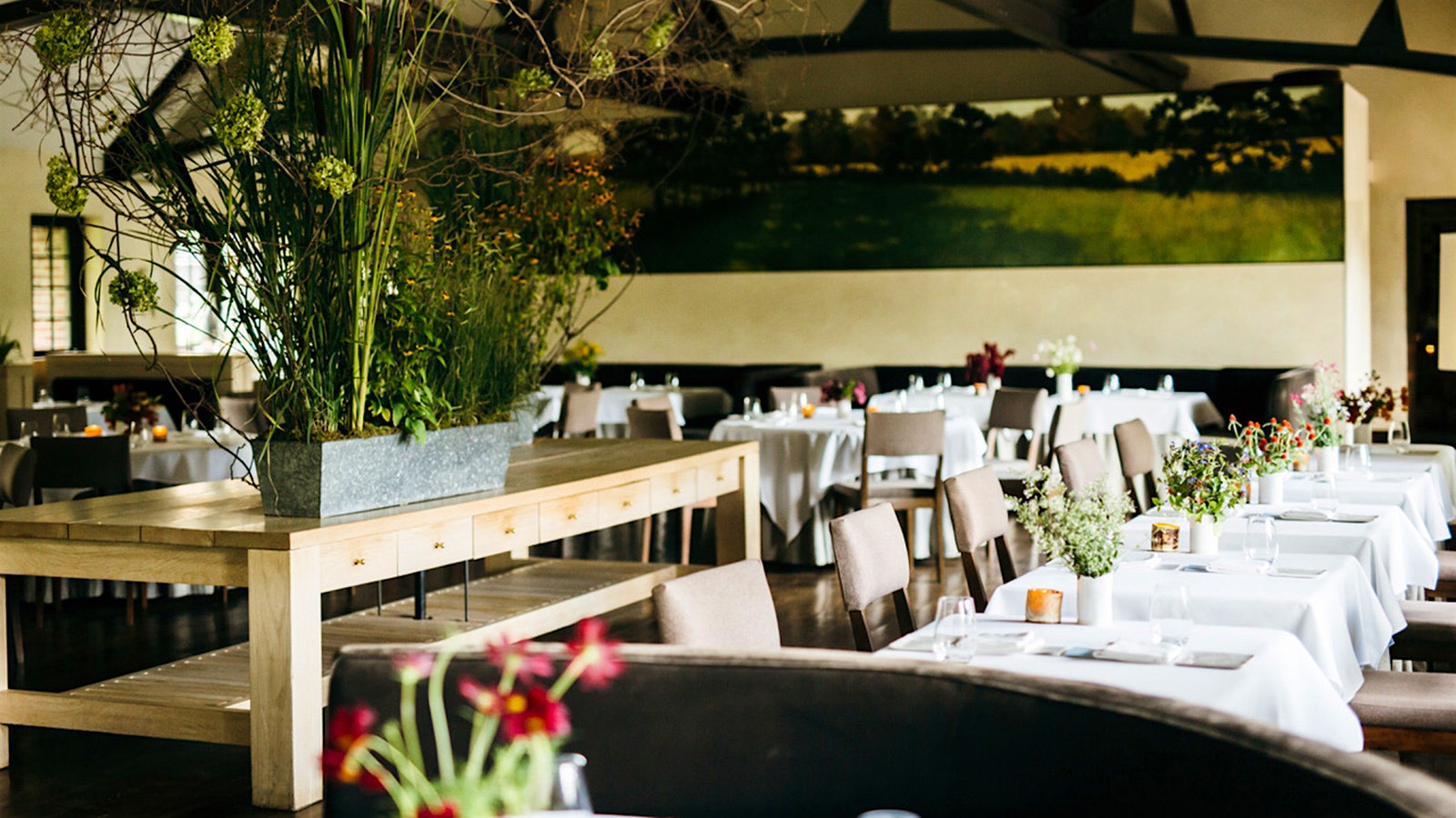 A set table at Blue Hill at Stone Barns